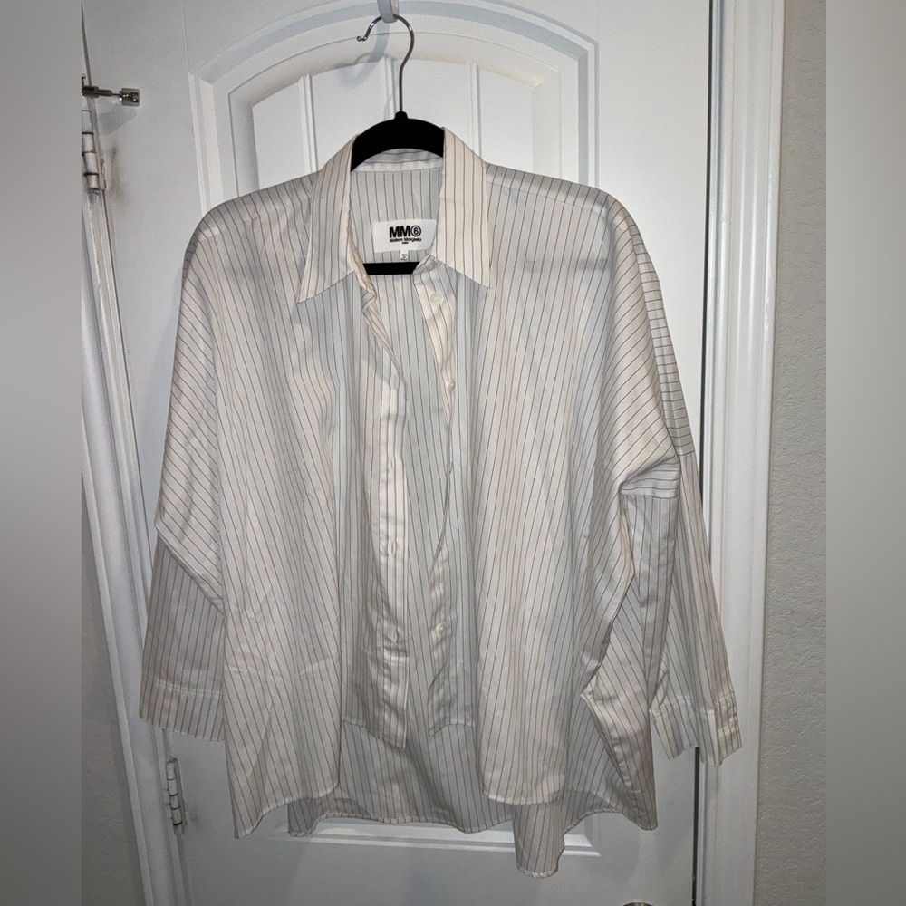 MM6 Maison Martin Margiela Cream Pinstripe Shirt